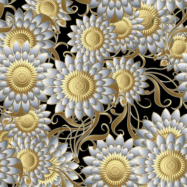 seamless pattern luxury flowers 