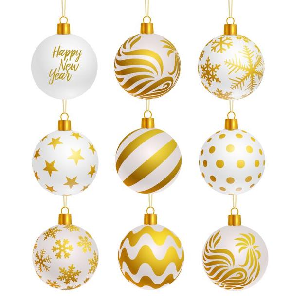 white luxury golden decor christmas balls 