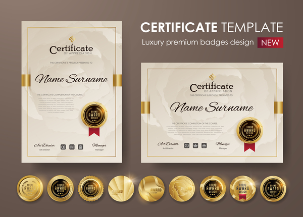 modern golden certificate badge 