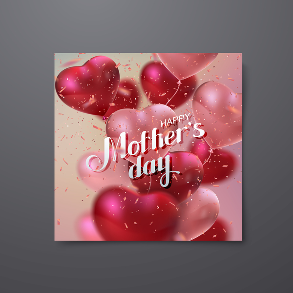 shape Mother's heart day card balloons 
