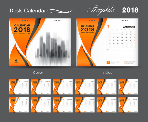 orange desk calendar 2018 
