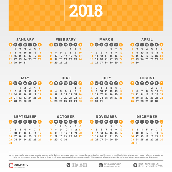 orange flat company calendar 2018 