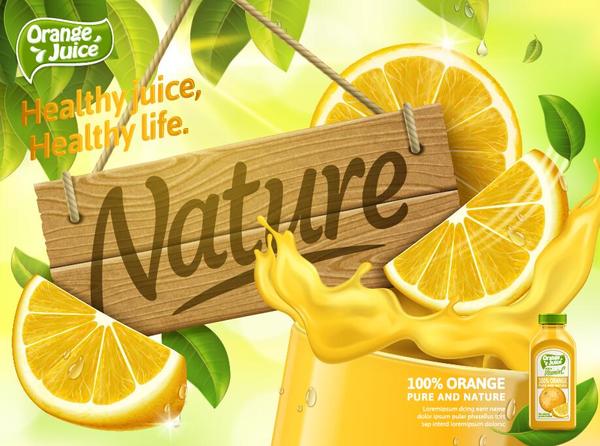 pure poster orange nature juice 
