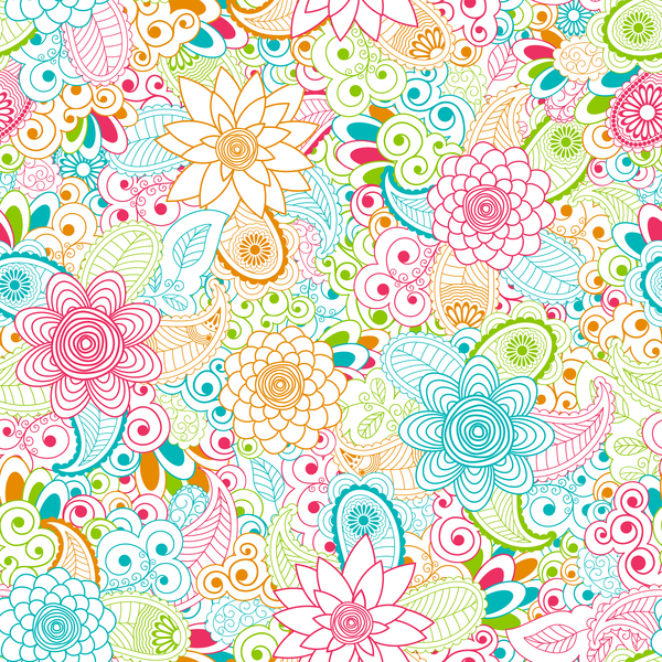 seamless pattern outline floral 