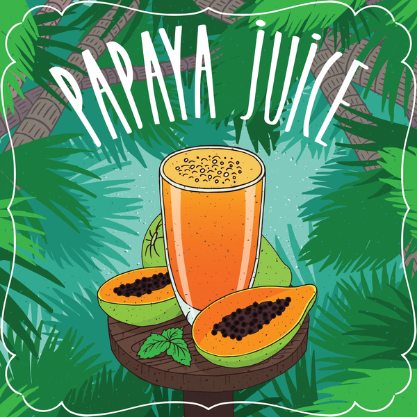 Ripe poster papaya juice glass fruits 