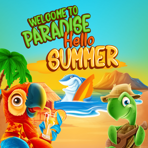 summer paradise holiday cartoon 