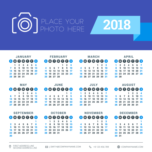photo calendar 2018 