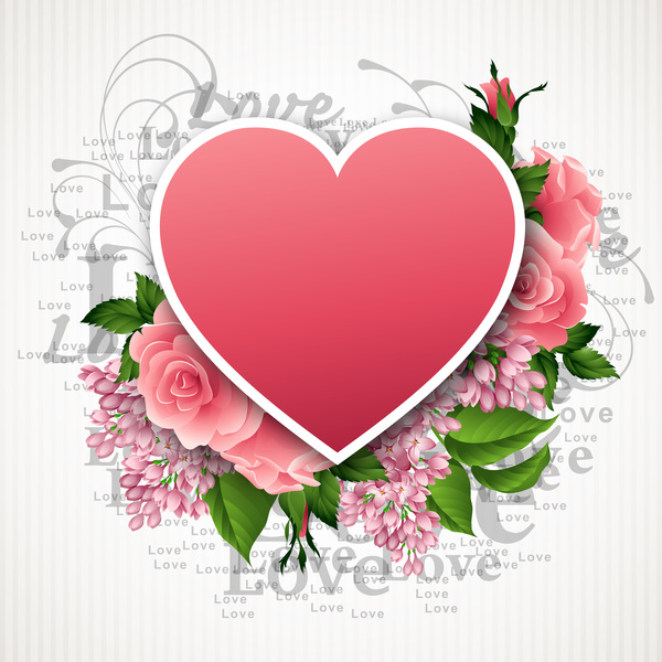 valentine shape pink heart flower card 