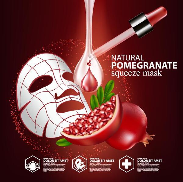 squeeze poster pomegranate mask advertising 