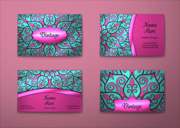 purple pattern decorative card business 