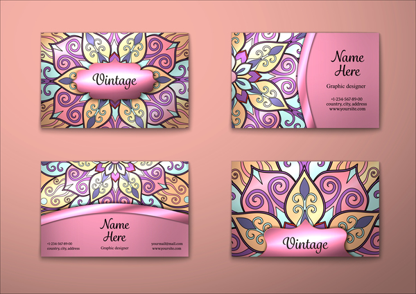 purple pattern decorative card business 
