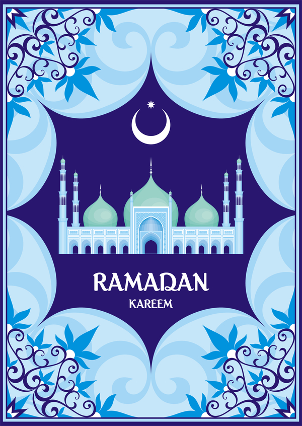 ramadan greeting card blue 