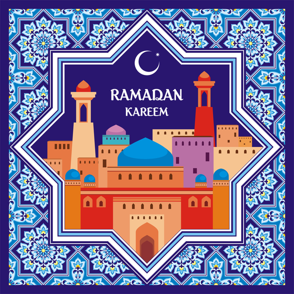 ramadan greeting card blue 