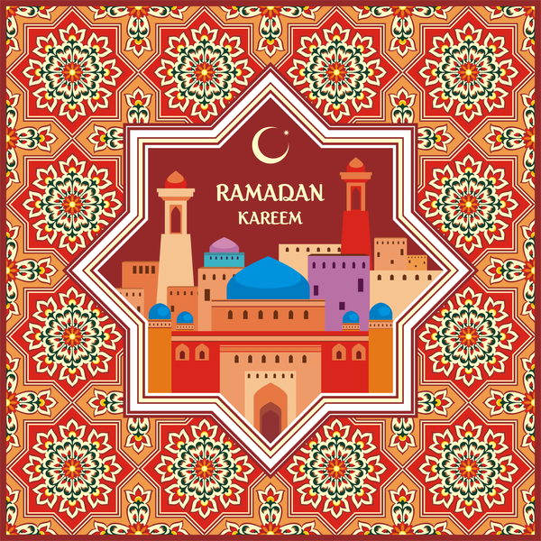 red ramadan greeting card 