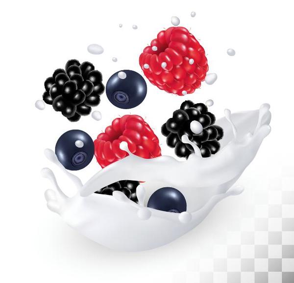 splash raspberry milk blueberry Blackberry 