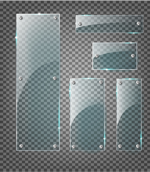 screws rectangle glass banner 