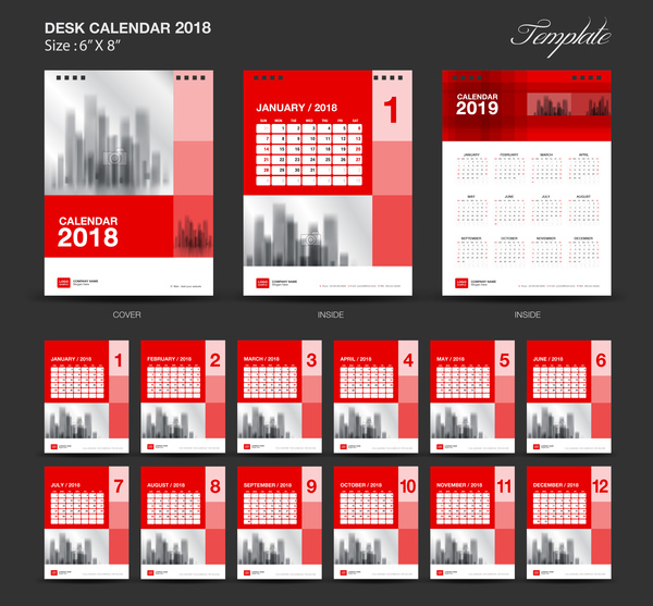 red desk calendar 2018 