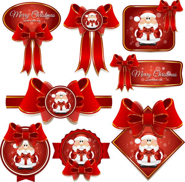 red labels christmas bows 