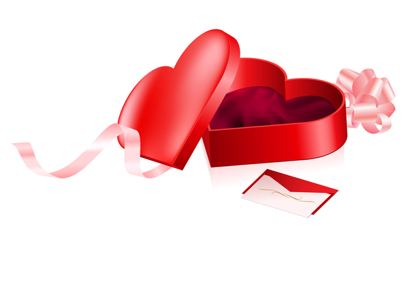 valentine red heart gift box 