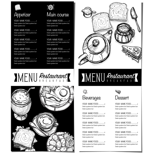 Restawrant price menu list breakfast 