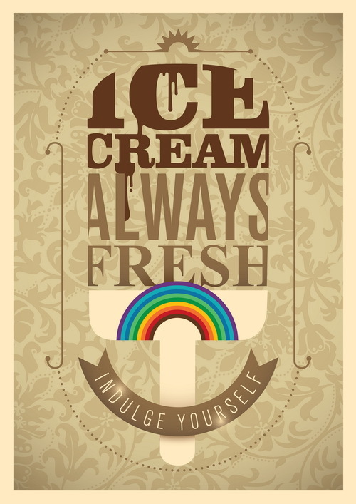 Retro font poster ice cream 