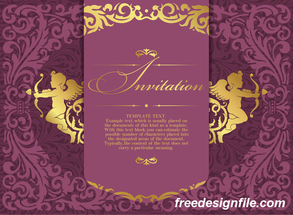 Retro font purple invitation card 