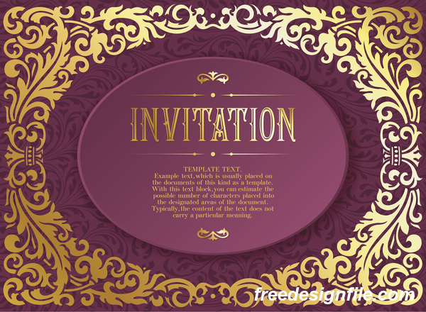 Retro font purple invitation card 