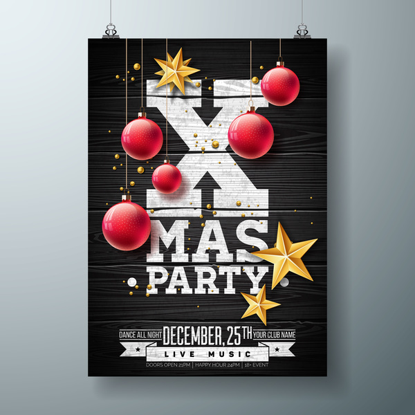 poster party music flyer christmas 