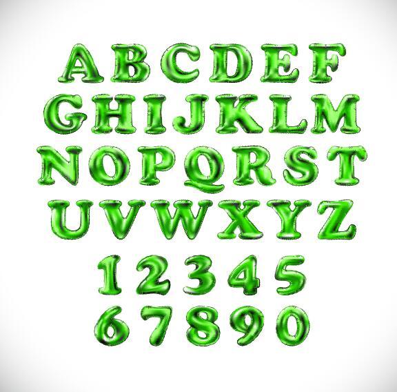shiny number green alphabet 