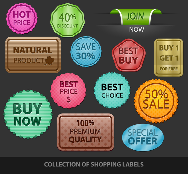 shopping labels badge 