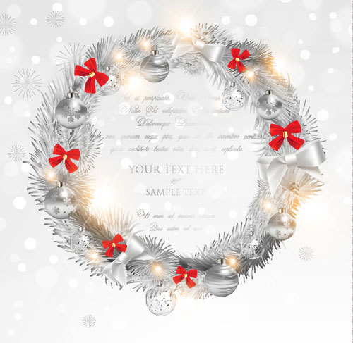 wreath silver christmas card  