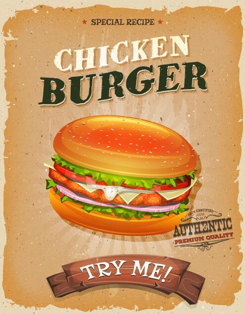 snack poster chicken burger 