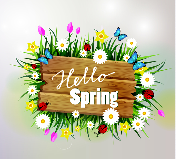 wooden spring sign flower 