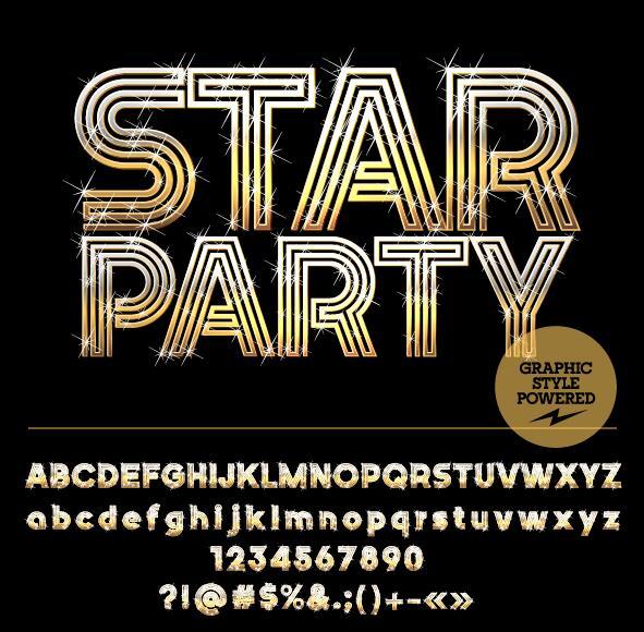 star party number golden alphabet 