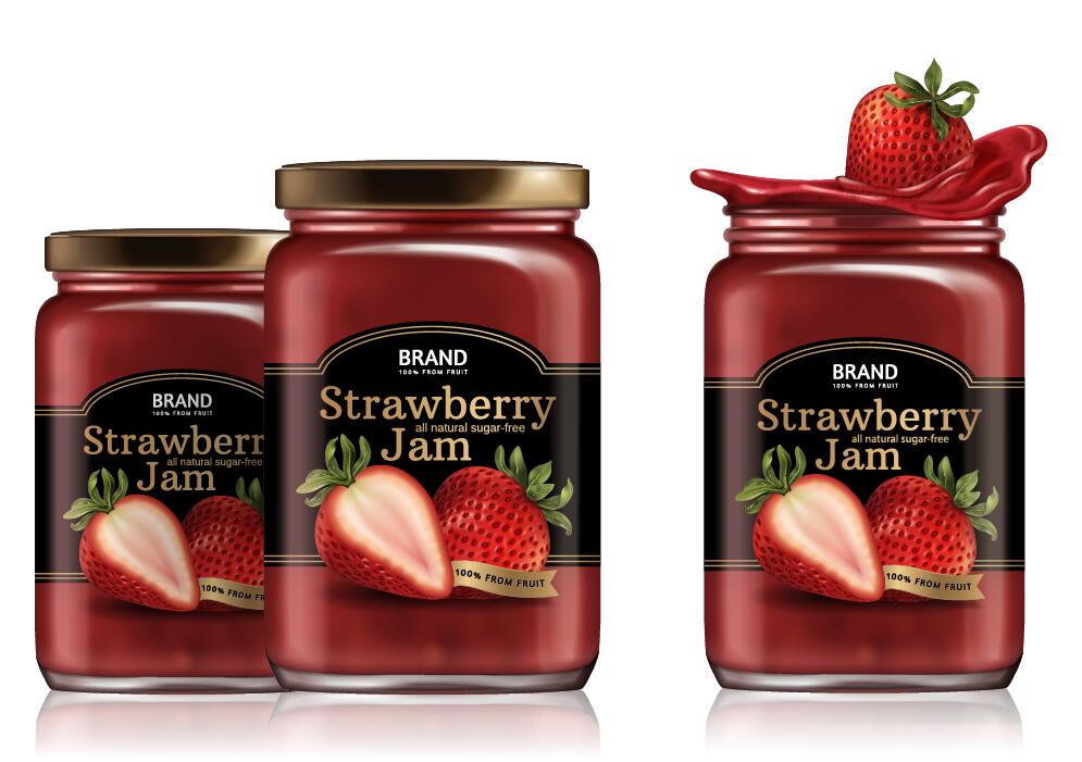strawberry package jar jam 