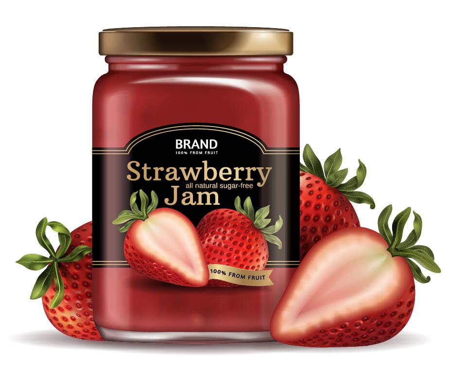 strawberry package jar jam 