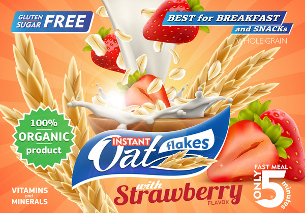 strawberry splash oat milk flyer Flakes advertising 