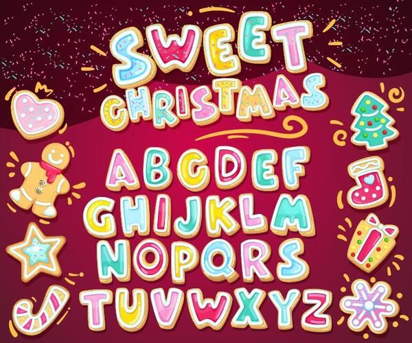 sweet christmas baubles alphabet 