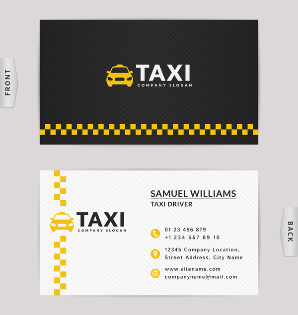 yellow taxi color card business black 