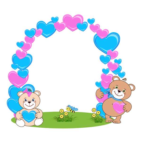 teddy heart frame cartoon bear 