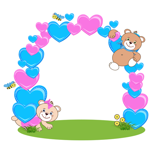 teddy heart frame cartoon bear 