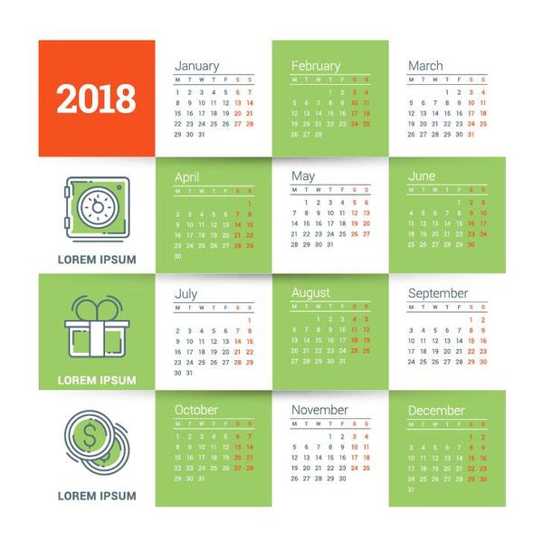 Tender green calendar 2018 