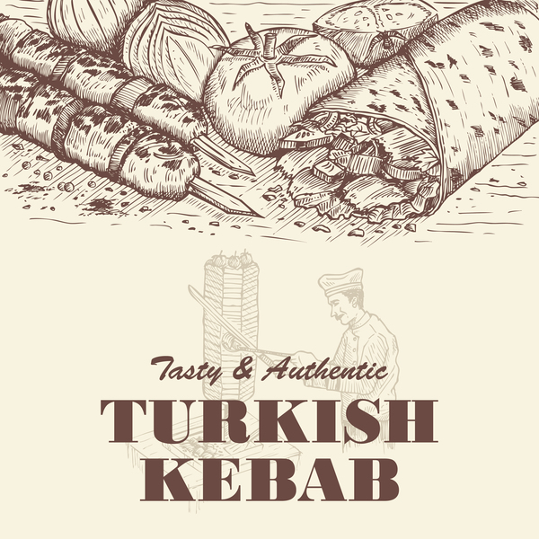 vintage turkish poster kebab 