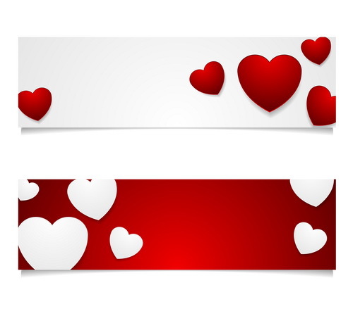 white valentine red banners 