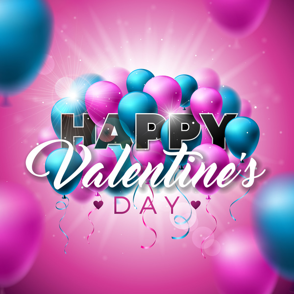 valentine colored card balloons 