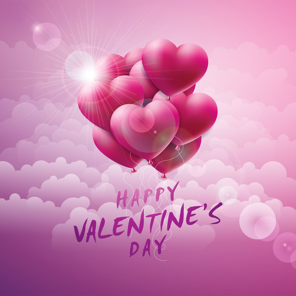 valentine heart cloud card balloon 