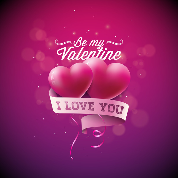 valentine ribbon heart card banner balloon 