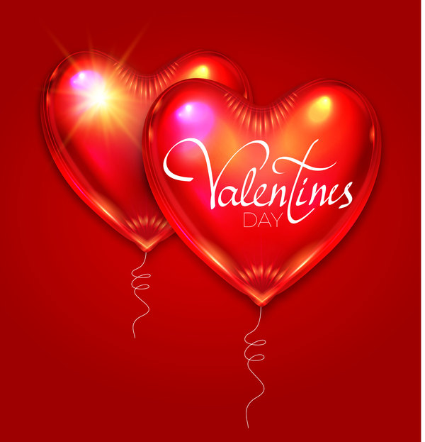 Valentine heart shape balloon with red background vector - WeLoveSoLo
