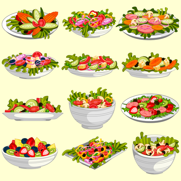 vegetable salad Healthy fruit 