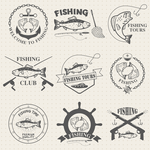 vintage tours labels fishing 